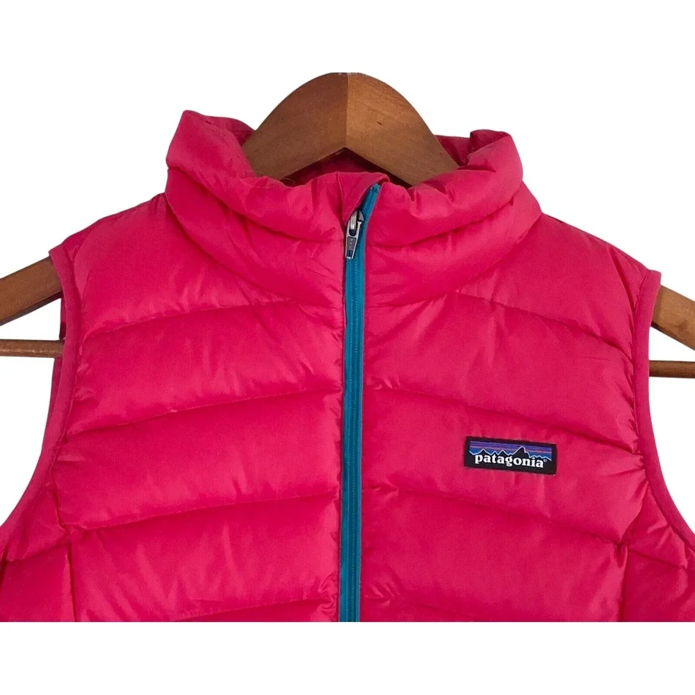 Patagonia‎ Goose Down Vest Girl's Large Pink Full Zip Sleeveless Puffer